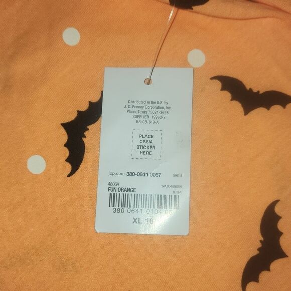 NWT Orange sleep Dress with bats Size XL (16) - Picture 4 of 4